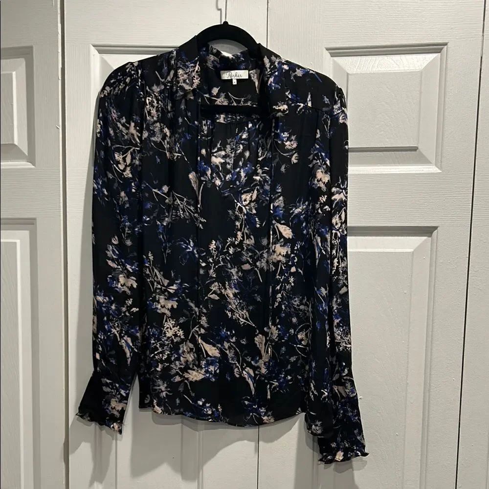 Parker Black Floral Top, Size Medium